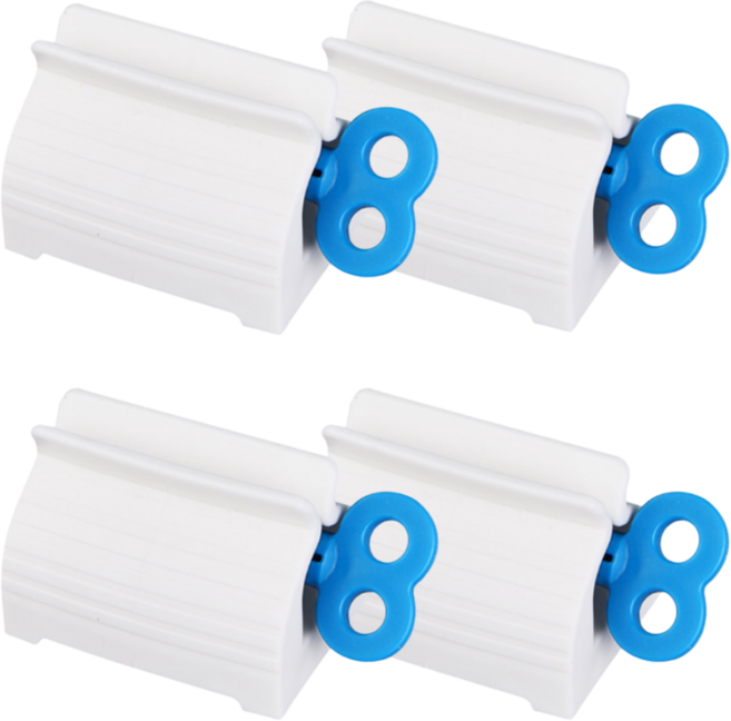 간단간소 만능 치약짜개 집개 화장품 디스펜서 거치 걸이 쭉쭉 짜는 기구 튜브 핸드크림 홀더, 태엽형 블루 4개, 4개