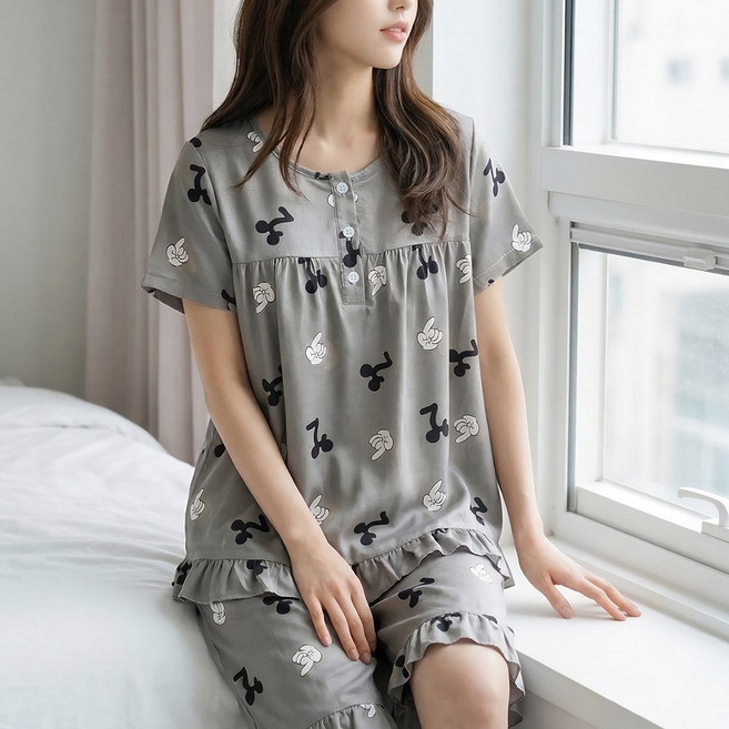 민트코코아 남성 여성 커플용 쿨링 반팔 잠옷 세트