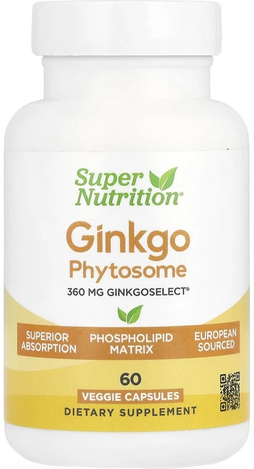 Super Nutrition Ginkgo Phytosome 360mg 베지 캡슐 60정, SuperNutritionGinkgoPhytosome3, 1개 - 쿠팡