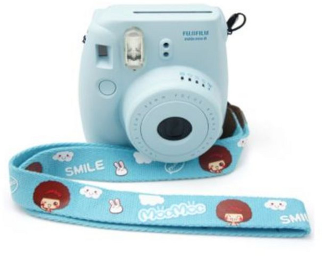 로모인스턴트 카메라 호환 가죽 오토맷 필름 케이스, 1개, 모카 블루 스트랩