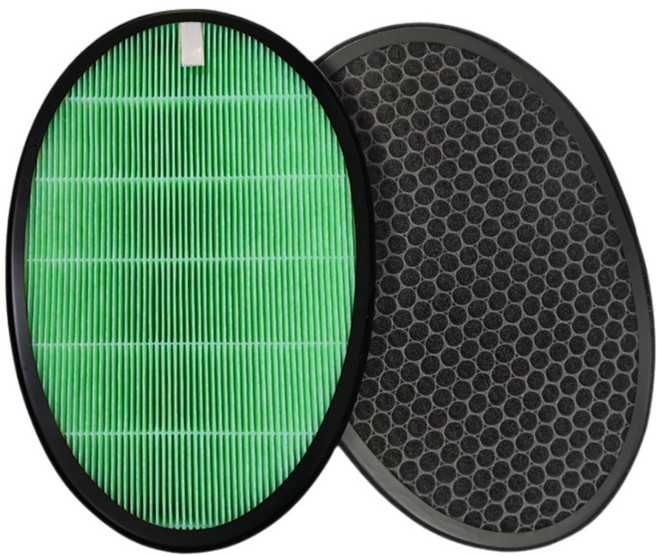 YEER醫悅氛芳 LG大白空氣清淨機濾芯 PS-W309W AS401WWJ1 AS401WWL2 適用 HEPA13綠色濾網與蜂巢活性炭網組合 國際標準認證, 1個, 三重認證綠色濾網層1片+蜂巢活性炭網層1