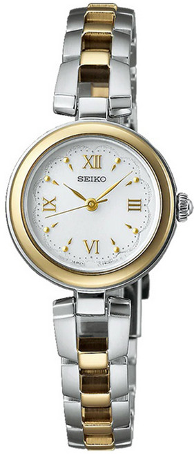 SEIKO 精工 女用S系列太陽能10 ATM防水不鏽鋼手鍊金屬腕錶 SWFA212