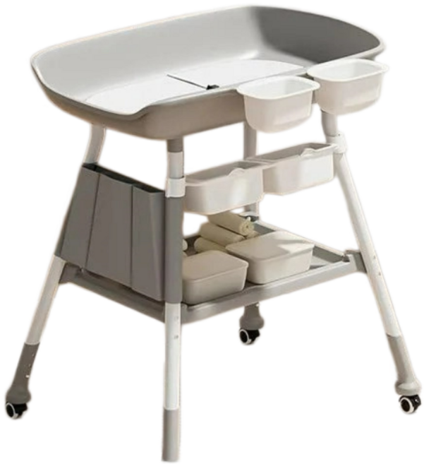 12H出貨 新生嬰兒 多功能便攜式護理台 可移動寶寶換尿布按摩撫觸台, 莫蘭迪灰色,尿布台【基礎無輪款式】