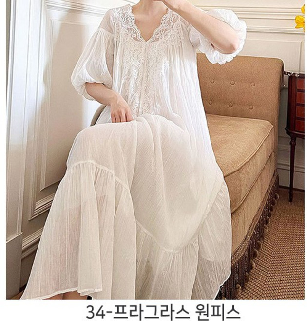 여름 순면 공주 레이스 롱원피스 잠옷 홈웨어 파자마 모음