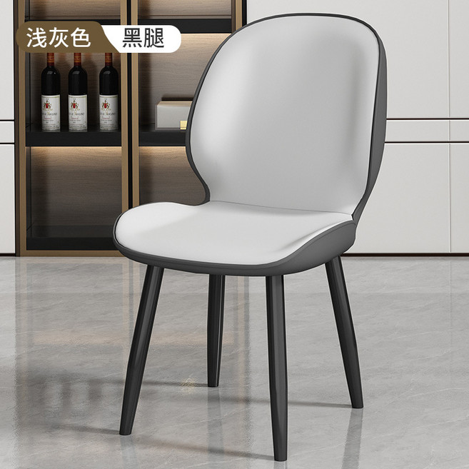 北歐科技布家用餐椅, 1件, 淺灰色黑腿:如圖所示