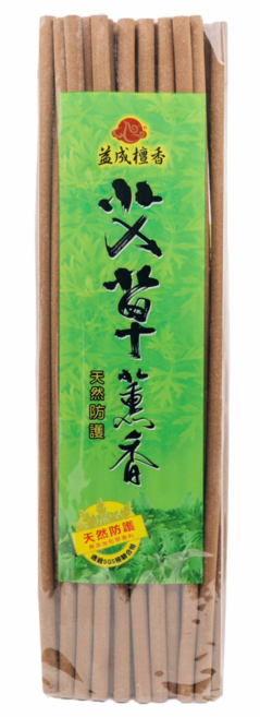 益成檀香 艾草薰香棒 溫和驅蚊 5小時燃燒 無香枝 尺3(約38公分), 本色