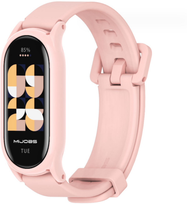 브롬핏 미밴드8 보호케이스 풀커버 스포츠 스트랩, 핑크