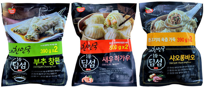 딤섬 새우하가우 300g x 2봉 + 부추창펀 390g x 2봉 + 샤오롱바오 390g x 2봉, 2.16kg, 1개