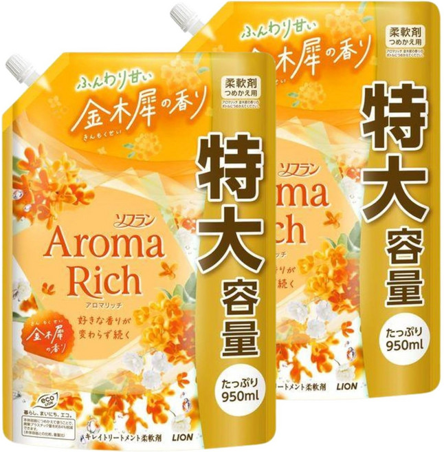 묶음 판매 소프란 아로마리치유연제 보들보들 달콤하다 금목서의 향기 (리필 950ml X 2개), 2개