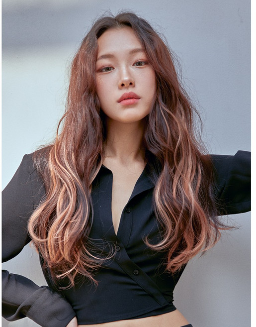 핑크에이지 컬러피스 21인치 웨이브 선셋 컬러 8종 투톤샤기컬러, 1개, MP6 (TIP) #코토리베이지