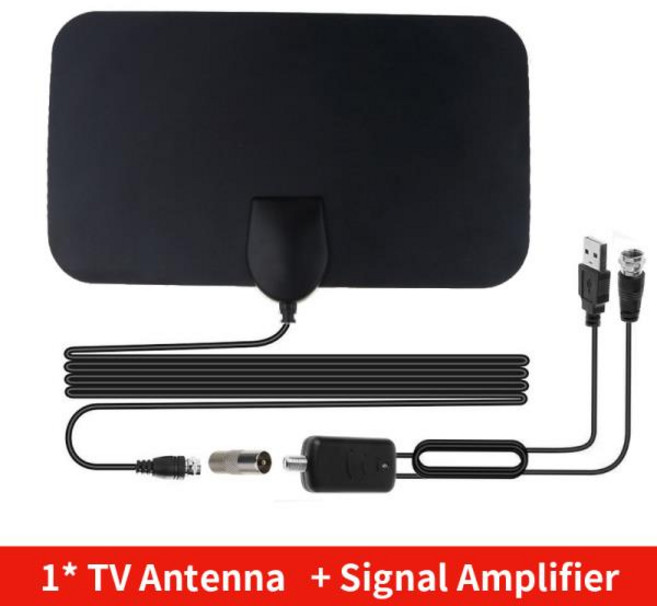 Kebidumei 최신 디지털 TV 안테나 500 마일 부스터 DVB-T 공중 HD 평면 실내 액티브 25DBi 고이득 VHF U, 01 Combo package, 01 Combo package
