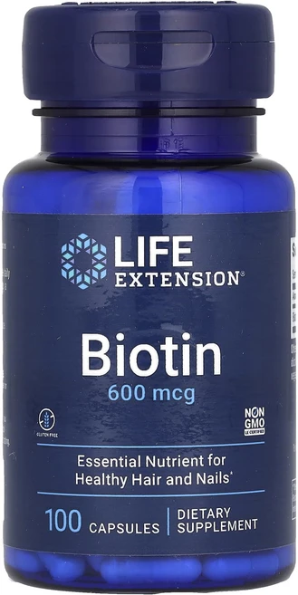 라이프익스텐션 비오틴 600mcg 100캡슐 바이오틴 비타민 B 7 8 H 조효소 효능, 1개, 100정 - 쿠팡