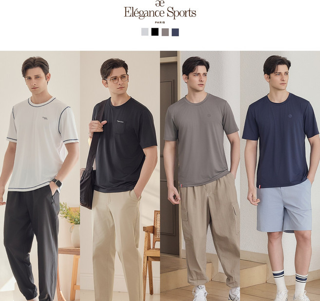 [Elégance Sports] 26SS 남성 냉감 기능성 쿨 메쉬 라운드 티셔츠 4종
