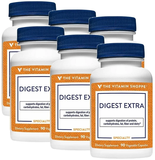 더비타민샵 다이제스트 엑스트라 캡슐 The Vitamin Shoppe Digest Extra Digestive Enzymes, 6개, 90정 - 쿠팡