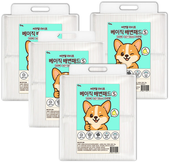 씨엔앨라이프 베이직 배변패드 레몬향, 4개, 100개입