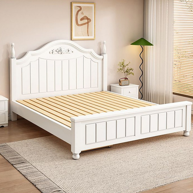 원룸 화이트 미니멀 모던 침대프레임 북유럽 높은 등받이 침대, 화이트(침대프레임 단품)