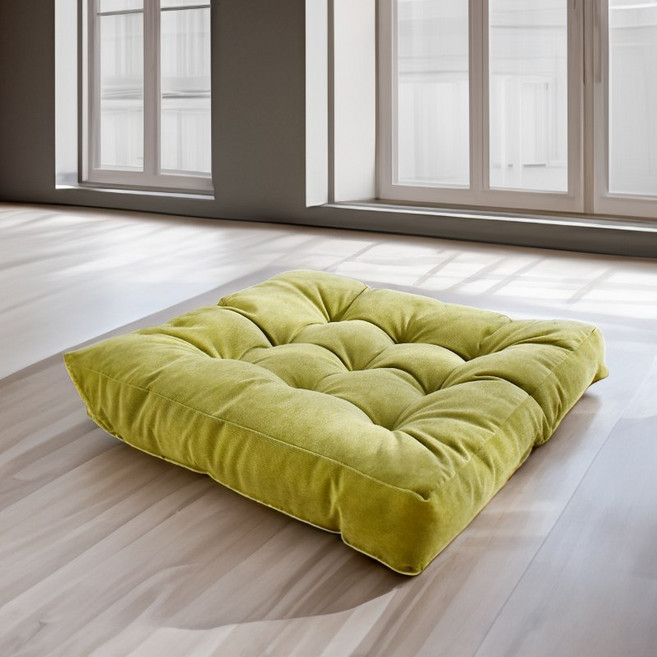 대형방석(55X55) 두꺼운방석 원형 사각 키높이 등받이 빅사이즈 큰방석, 그린