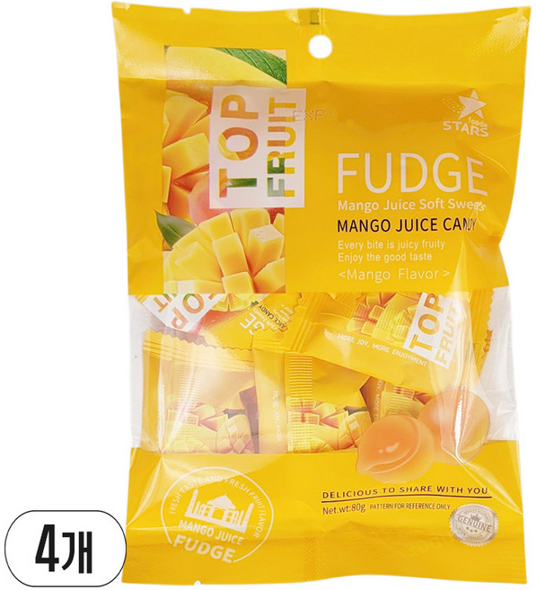 FOODS STARS 탑프루트 망고젤리, 80g, 4개