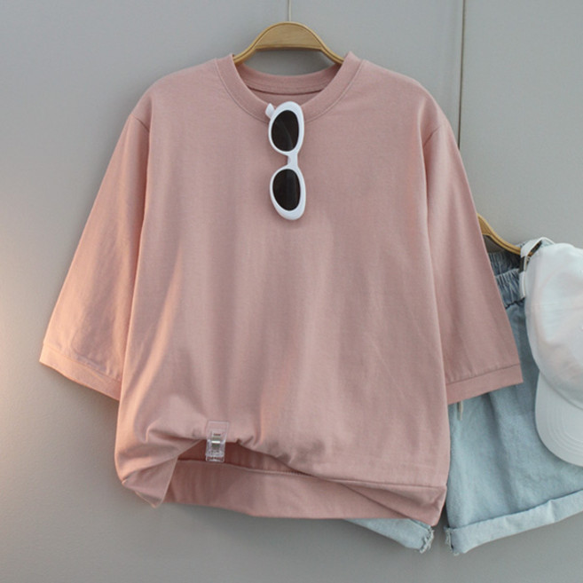 달콩 여성 루아라운드5부맨투맨 반팔티 여름맨투맨