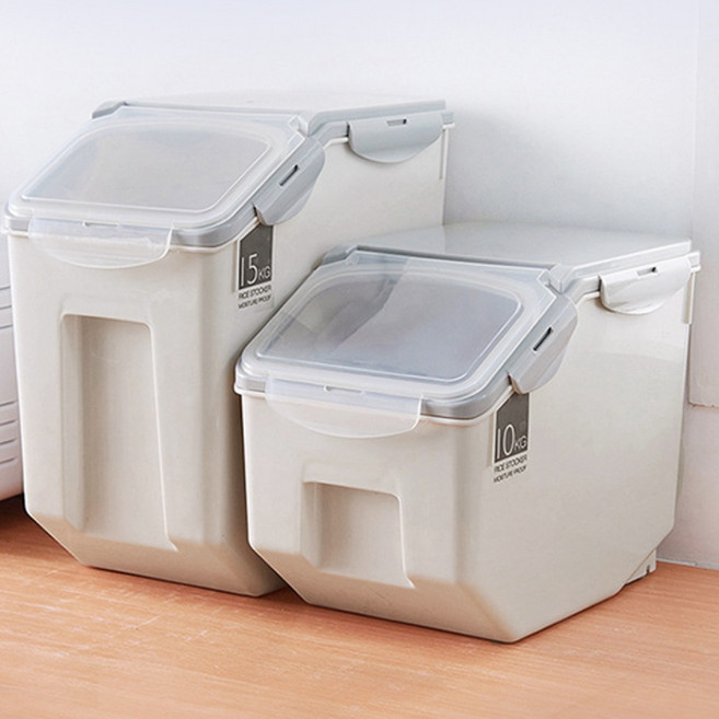 덮개 미니 쌀통 잡곡 보관 사료통 곡물통 10kg, 그레이10kg