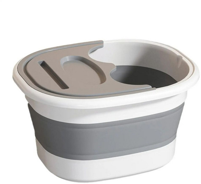 가정용 접이식 발 담그는 양동이 마사지 대야 페디큐어 목욕 건강 액세서리, 02 grey