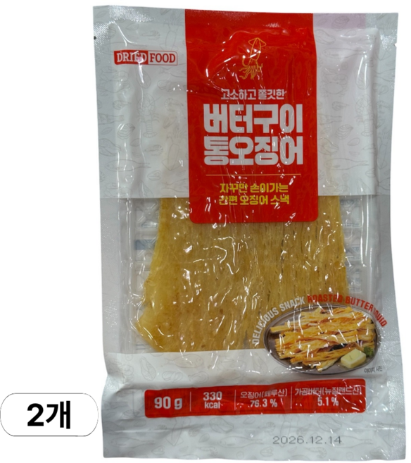 신원식품 버터구이 통오징어, 2개, 90g