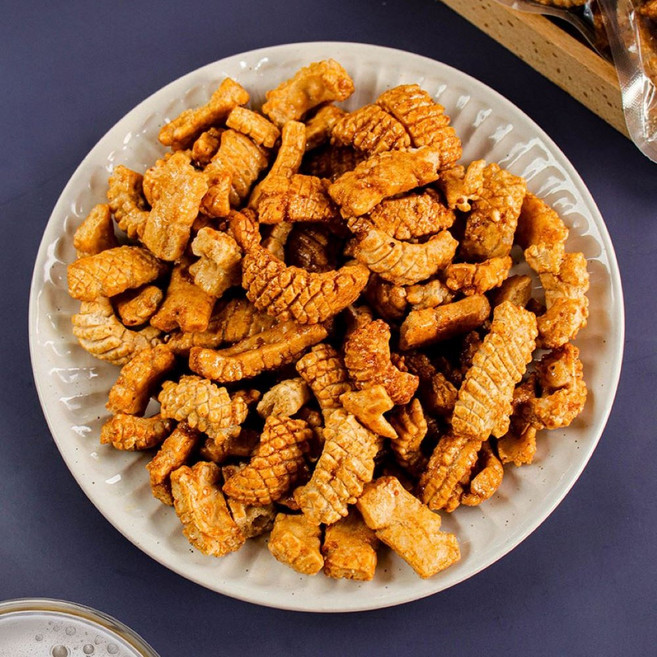 오징어빠삭칩 단짠매콤 스낵 중독성 강한 간단한 맥주안주, 80g, 8개