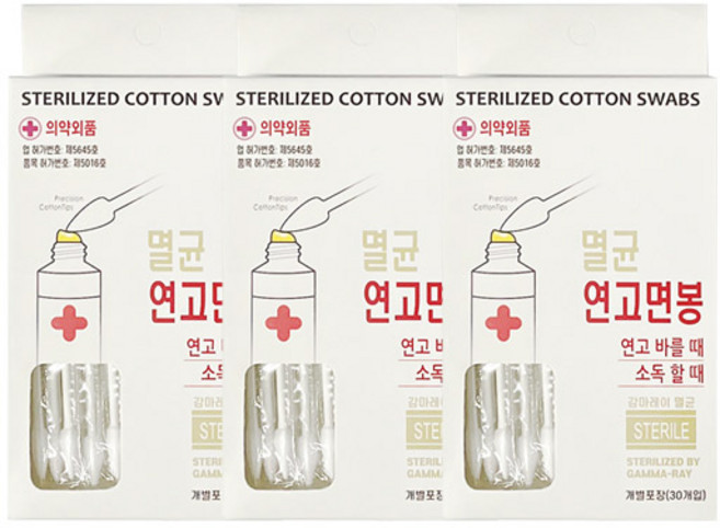 국내생산 풍성 연고 멸균면봉 개별포장, 30개입, 3개