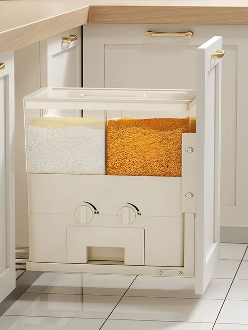 빌트인 쌀통 큰통 밀폐 쌀항아리 슬라이딩 틈새 쌀 가정용 스테인 인출식 싱크대, 1개, A. 47cm 150cm 밀가루 10kg