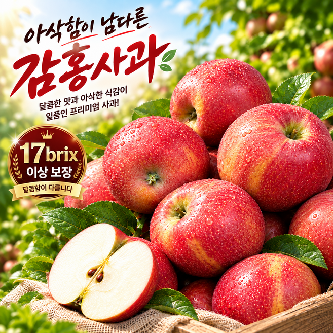 [맘카페추천초특가] 초고당도 국내산 감홍사과 중대과, 1박스, 5kg