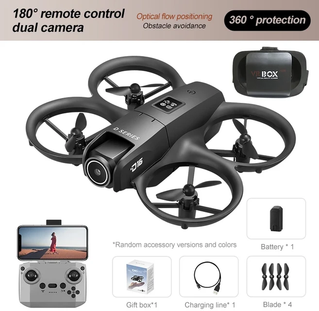 샤오미 D16 드론 미니 듀얼 카메라 8K 항공 HD 전문 헬리콥터 GPS 위치 방지 부시리스 모터 UAV, 02 Black-8K HD-VR