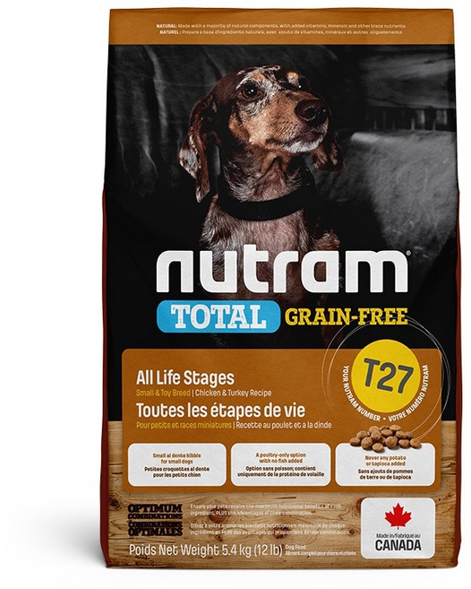 Nutram 紐頓 無穀全能系列 T27 火雞雞肉 小顆粒狗飼料 5.4kg, 1個, 火雞
