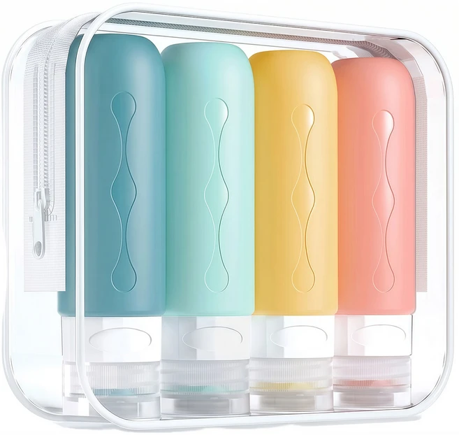 클리커스 새지않는 실리콘 트래블 보틀 여행용 공병 90ml 4P, 혼합색상, 1세트 - 쿠팡