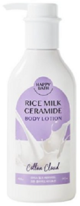 해피바스 라이스 밀크 세라마이드 바디로션 코튼 클라우드향, 400g, 1개
