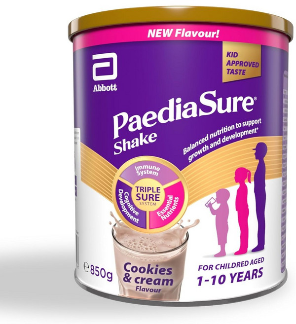 PediaSure 페디아슈어 단백질 쉐이크 쿠키앤크림맛 850g 대용량 키즈 아동 영양보충 분말 파우더 영국직배송