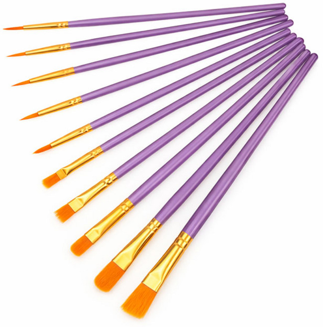 생활의지혜 미술 수채화 붓 혼합 10종 세트, 1세트, 퍼플