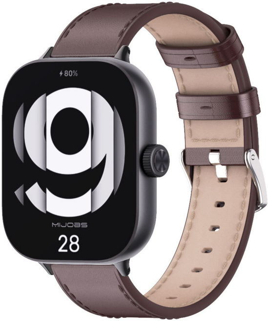 SKENOS 샤오미 스마트밴드9 8프로 / 레드미워치 6 5 호환 가죽 스트랩 마이크로파이버 교체 밴드, 블랙-초코, 1개