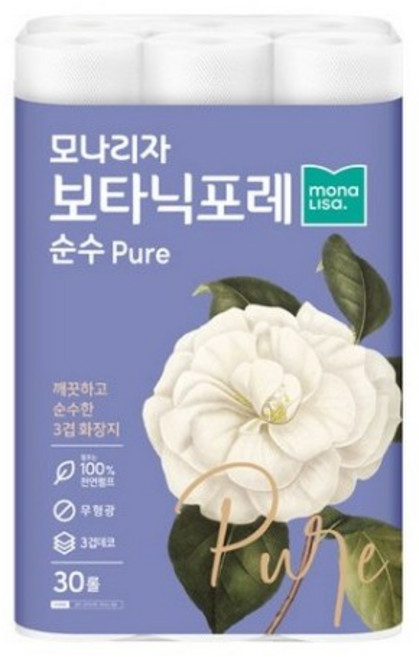 모나리자 보타닉포레 순수 천연펄프 3겹 롤화장지 27 m, 27m, 30롤, 16개