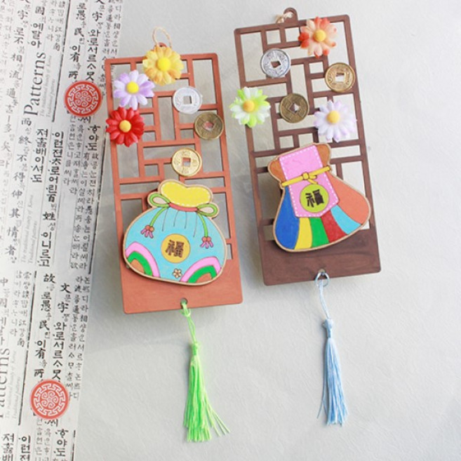 복주머니와 엽전 벽걸이 장식 (2인용), 1개, 단품