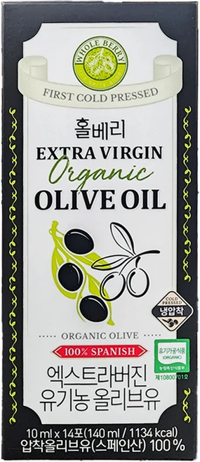 홀베리 엑스트라버진 유기농 올리브유, 1박스, 140ml - 쿠팡