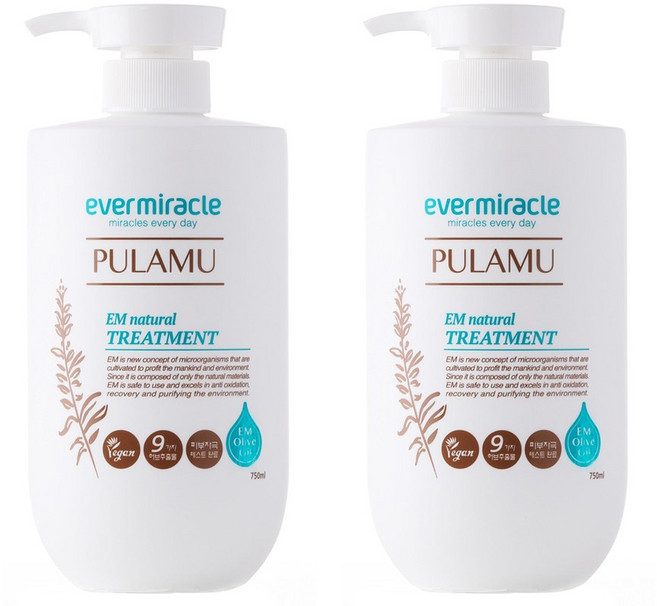 에버미라클 EM 풀라무 내추럴 헤어트리트먼트, 2개, 750ml