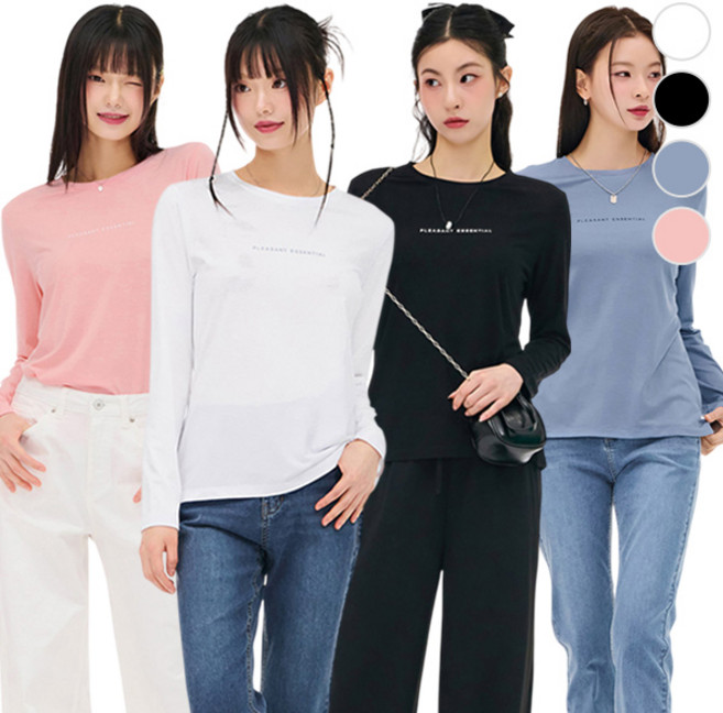 [체이스컬트] (WOMAN) PURE 레터링 긴팔 T-SHIRT4Color