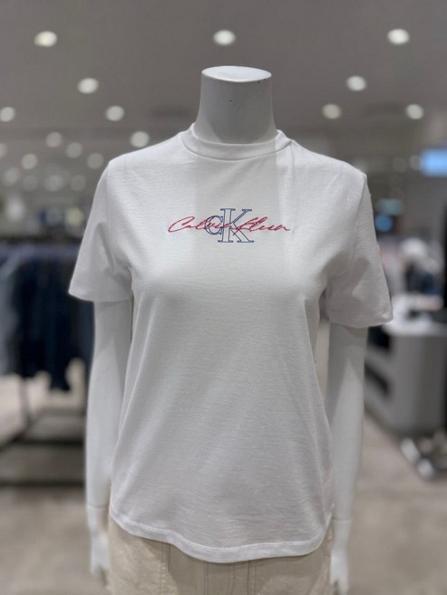 [백화점 정품] 캘빈클라인 진 여성 레귤러핏 레터링 CK 로고 반팔 티셔츠(47C840G-YAA)