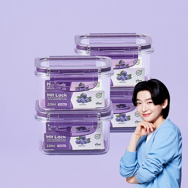 에코센스 히트락 올트라이탄 밀폐용기 220ml 4개, 1세트