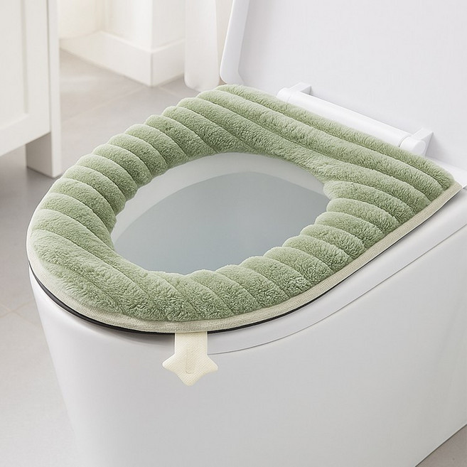 보온 극세사 변기시트 커버 탈부착 쿠션패드, 상품선택, 1개, 그린