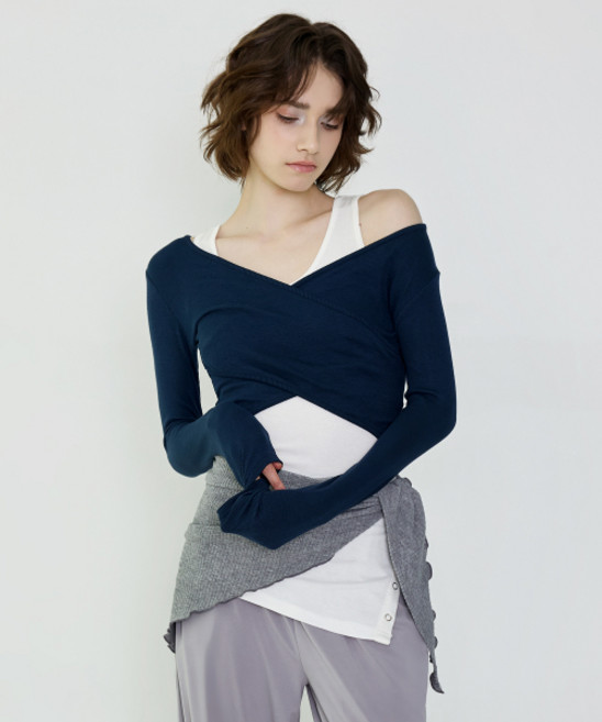 DEVIWEAR 데비웨어 여성 요가복 DEVI-T0041-네이비 필라테스 커브 랩 크롭티 740817