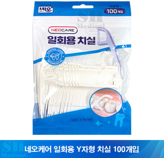 네오케어 일회용 Y자형 치실 100P 1개, 100개입