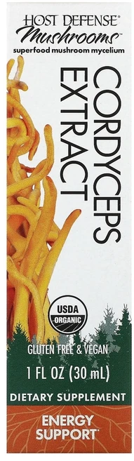 호스트 디펜스 유기농 머쉬룸 코디셉스 엑스트랙트 에너지 서포트 동충하초 추출물 30ml (1 fl oz) 1개 - 쿠팡