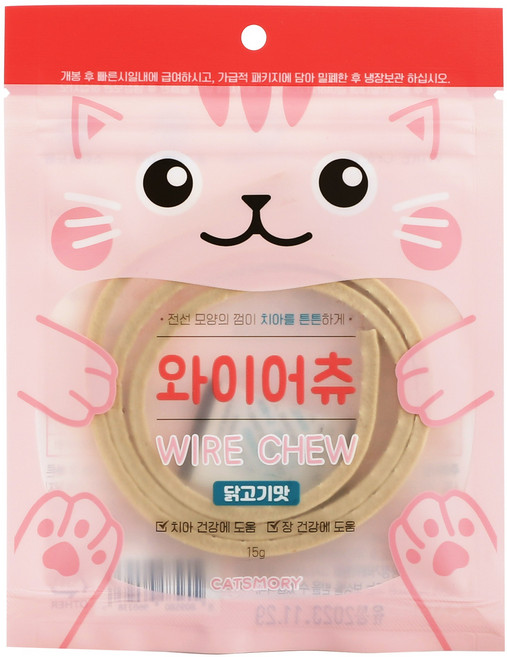 캣츠모리 와이어츄 닭고기맛 고양이껌 간식 고양이 입냄새 치석제거, 15g, 1개