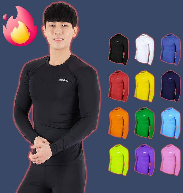 엑스프린 겨울 기능성 이너웨어 기모 발열 내의 라운드 운동복 남성 유소년 주니어